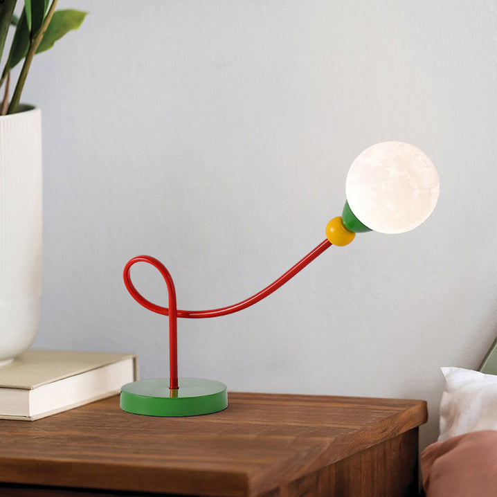 Lámpara de mesa de 1 luz con cable de luna de PLA de hierro para niños de estilo Art Deco moderno para estudio 
