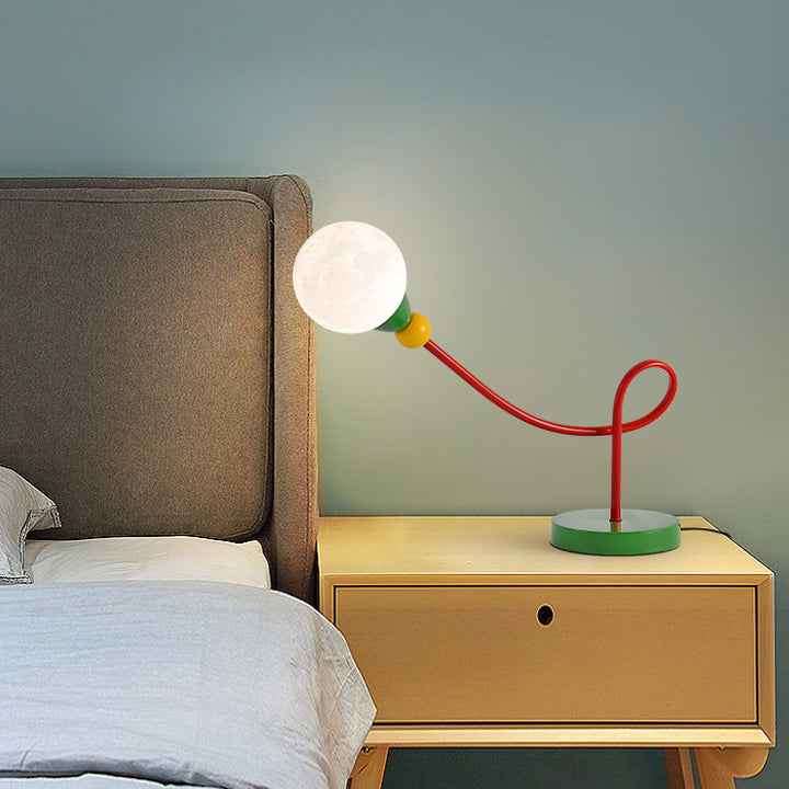 Lámpara de mesa de 1 luz con cable de luna de PLA de hierro para niños de estilo Art Deco moderno para estudio 