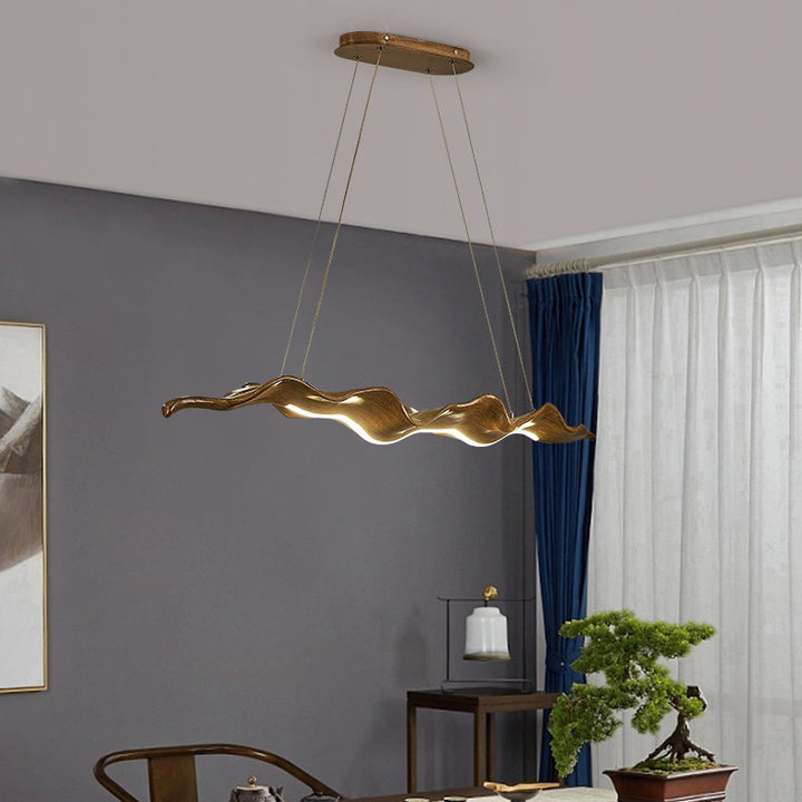 Traditionelle japanische Kronleuchter aus Fiberglas-Silizium-Eisen mit welliger Treibholz-Imitation und LED-Insellicht für das Esszimmer 