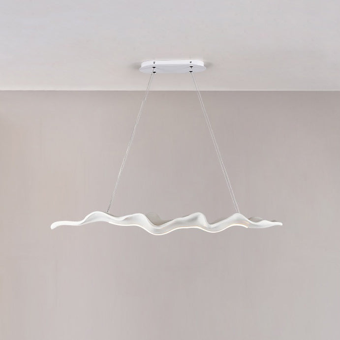 Traditional Japanese Fiberglass Silica Iron Wavey Drift Imitation Wood LED Chandeliers Island Light For Dining Room