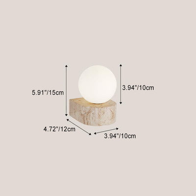 Traditional Japanese Travertine Glass Ball 1-Light Wall Sconce Lamp For Bedside