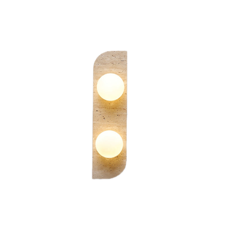 Contemporary Nordic Travertine Glass Strip Ball 1/2/3 Light Wall Sconce Lamp For Hallway