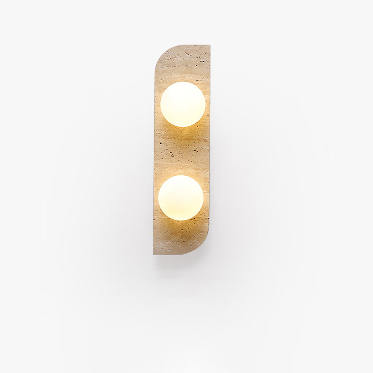 Contemporary Nordic Travertine Glass Strip Ball 1/2/3 Light Wall Sconce Lamp For Hallway