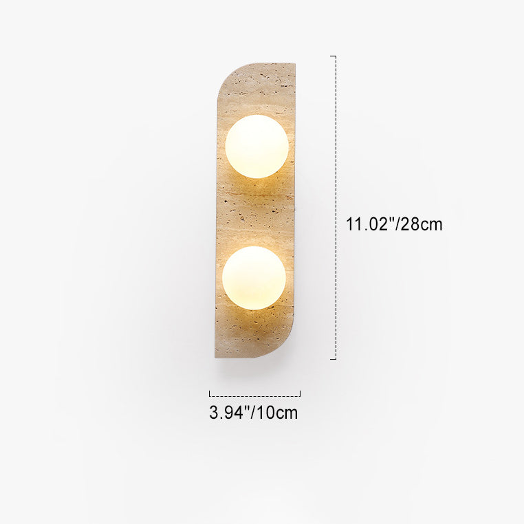 Contemporary Nordic Travertine Glass Strip Ball 1/2/3 Light Wall Sconce Lamp For Hallway