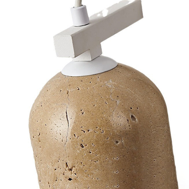 Traditional Japanese Travertine Walnut Cylinder 1-Light Wall Sconce Lamp For Bedside