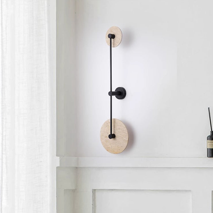 Applique murale LED ronde longue en fer travertin minimaliste moderne pour couloir 