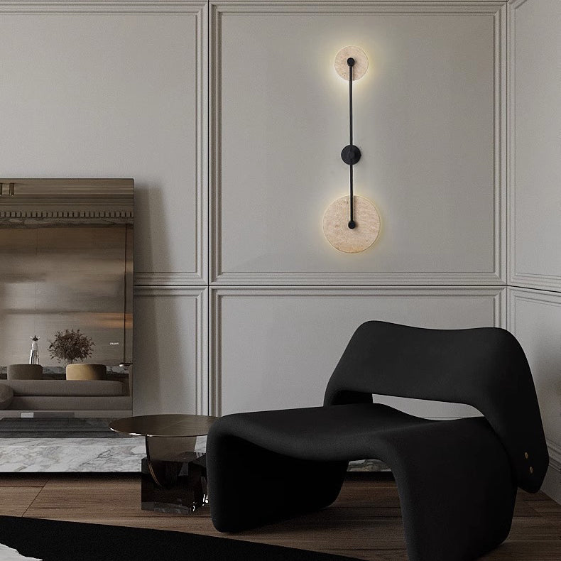 Applique murale LED ronde longue en fer travertin minimaliste moderne pour couloir 