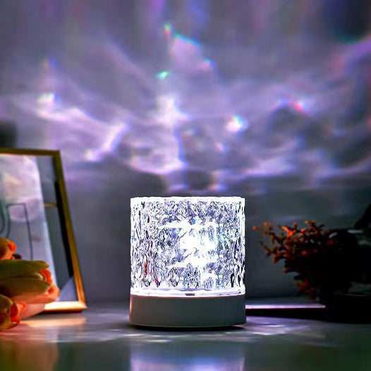 Lampe de table LED à cylindre en acrylique rechargeable par USB créative contemporaine avec effet de vague pour chambre à coucher 