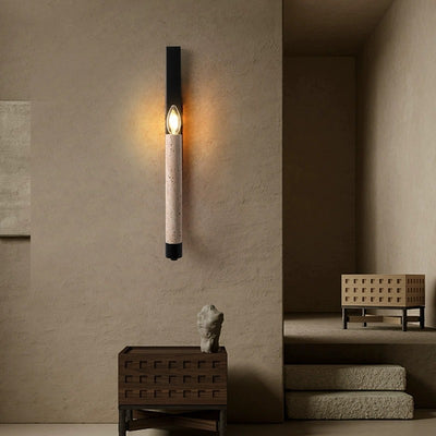 Aplique de pared de 1 luz con soporte de vela de hierro travertino retro contemporáneo curvado para pasillo 
