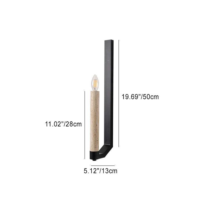 Aplique de pared de 1 luz con soporte de vela de hierro travertino retro contemporáneo curvado para pasillo 