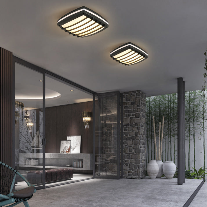 Luz de techo empotrada LED de línea cuadrada de aluminio acrílico impermeable de simplicidad moderna para patio exterior 