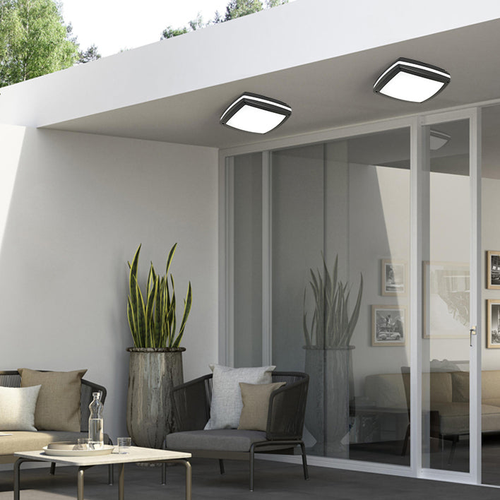 Modern Simplicity Waterproof Aluminum Acrylic Square Line LED Outdoor Flush Mount Ceiling Light For Outdoor Patio