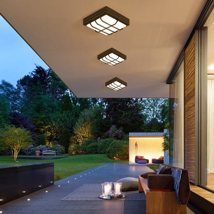Luz de techo empotrada LED de línea cuadrada de aluminio acrílico impermeable de simplicidad moderna para patio exterior 
