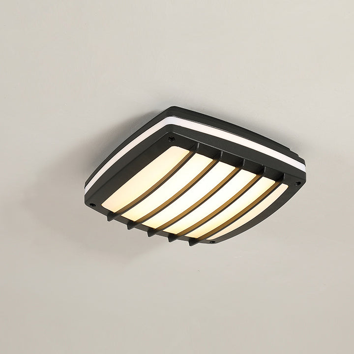 Modern Simplicity Waterproof Aluminum Acrylic Square Line LED Outdoor Flush Mount Ceiling Light For Outdoor Patio