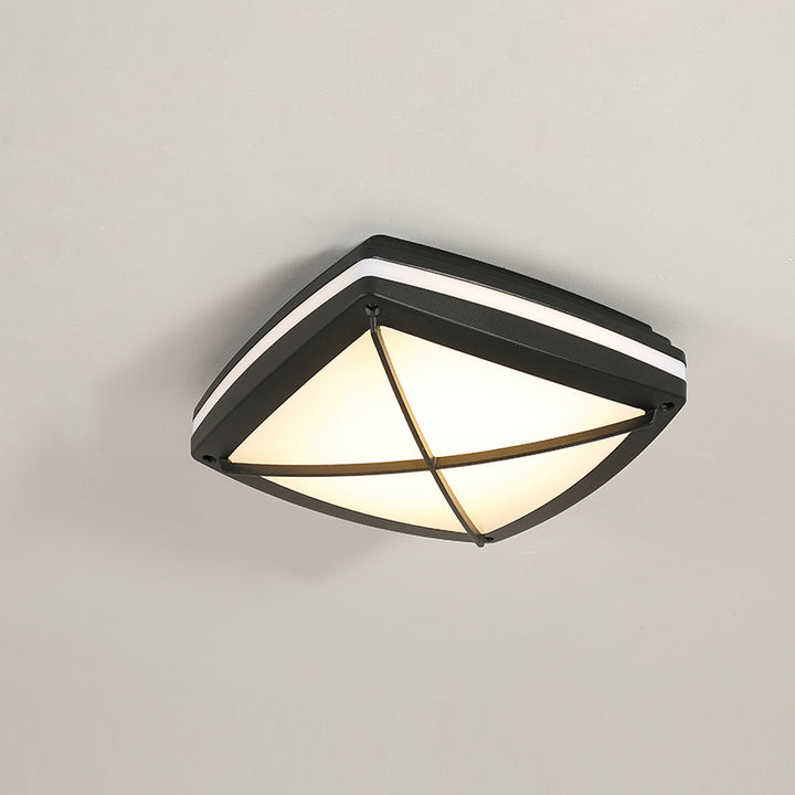 Modern Simplicity Waterproof Aluminum Acrylic Square Line LED Outdoor Flush Mount Ceiling Light For Outdoor Patio