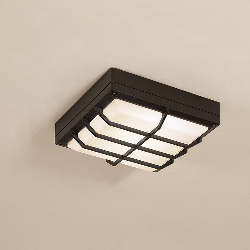 Modern Simplicity Waterproof Aluminum Acrylic Square Line LED Outdoor Flush Mount Ceiling Light For Outdoor Patio