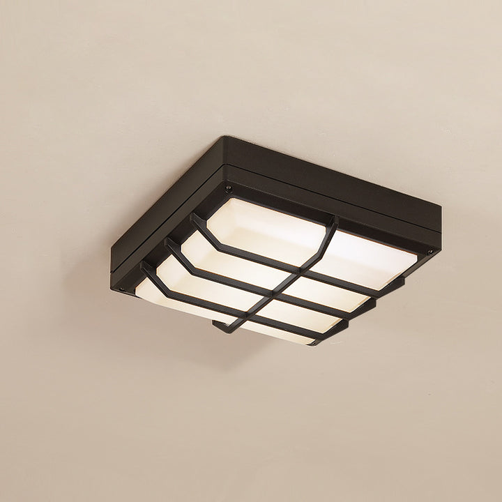 Modern Simplicity Waterproof Aluminum Acrylic Square Line LED Outdoor Flush Mount Ceiling Light For Outdoor Patio