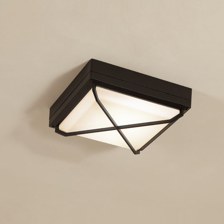 Modern Simplicity Waterproof Aluminum Acrylic Square Line LED Outdoor Flush Mount Ceiling Light For Outdoor Patio