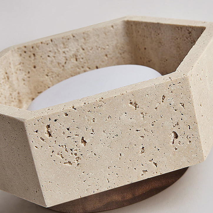 Traditional Japanese Travertine Hexagon 1-Light Semi-Flush Mount Ceiling Light For Hallway