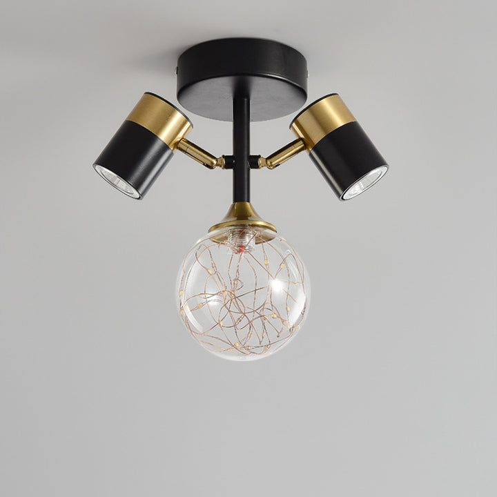 Zeitgenössische skandinavische Hardware Glas Sternenhimmel Kugelstrahler 1/2 Licht LED Halb bündige Deckenleuchte für den Flur 