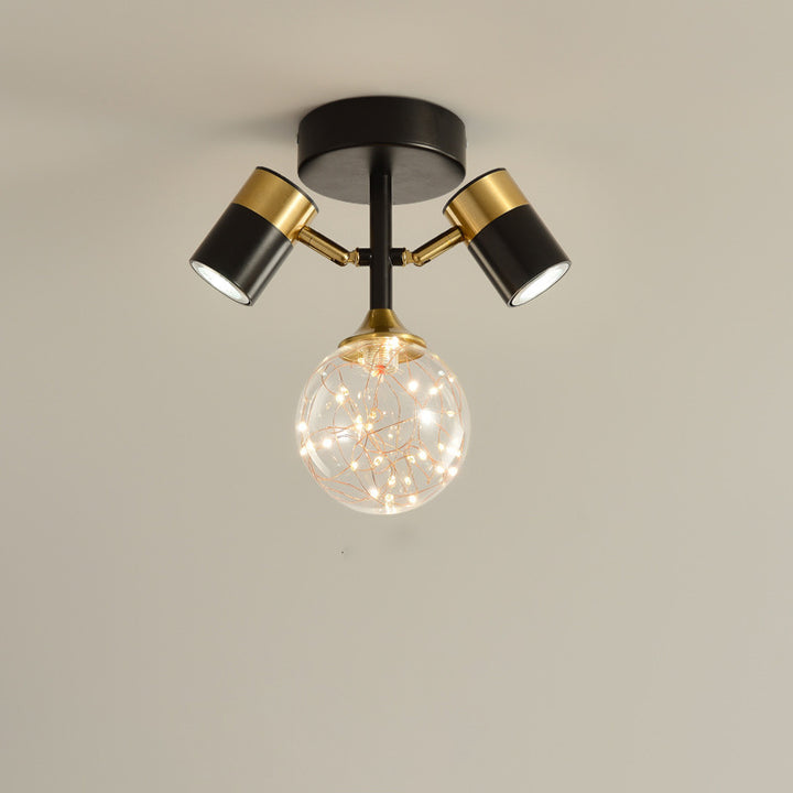 Zeitgenössische skandinavische Hardware Glas Sternenhimmel Kugelstrahler 1/2 Licht LED Halb bündige Deckenleuchte für den Flur 