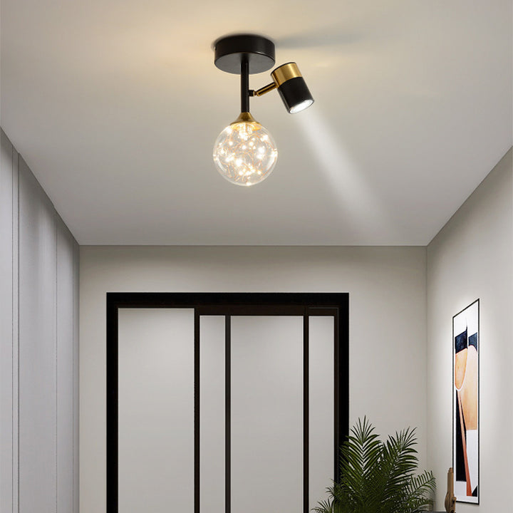 Zeitgenössische skandinavische Hardware Glas Sternenhimmel Kugelstrahler 1/2 Licht LED Halb bündige Deckenleuchte für den Flur 