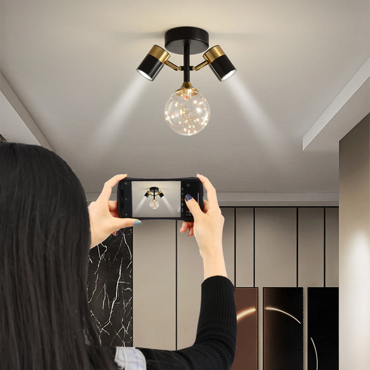 Zeitgenössische skandinavische Hardware Glas Sternenhimmel Kugelstrahler 1/2 Licht LED Halb bündige Deckenleuchte für den Flur 