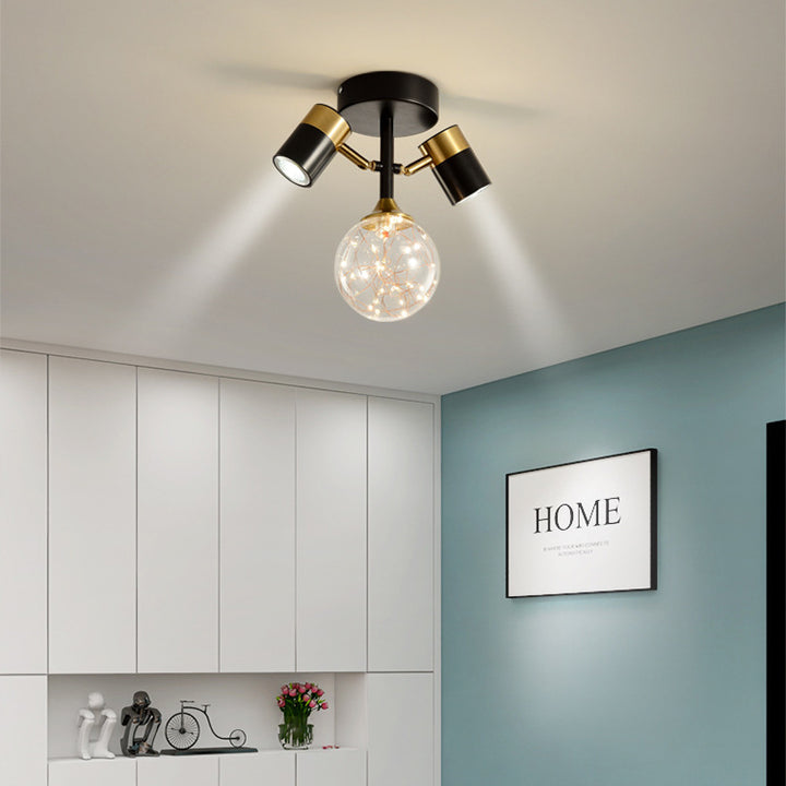 Zeitgenössische skandinavische Hardware Glas Sternenhimmel Kugelstrahler 1/2 Licht LED Halb bündige Deckenleuchte für den Flur 
