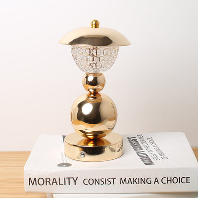 Modern Luxury Rechargeable Iron Crystal Glass Ball Column LED Table Lamp For Bedroom