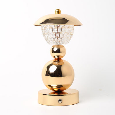 Modern Luxury Rechargeable Iron Crystal Glass Ball Column LED Table Lamp For Bedroom