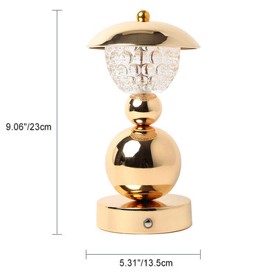 Modern Luxury Rechargeable Iron Crystal Glass Ball Column LED Table Lamp For Bedroom