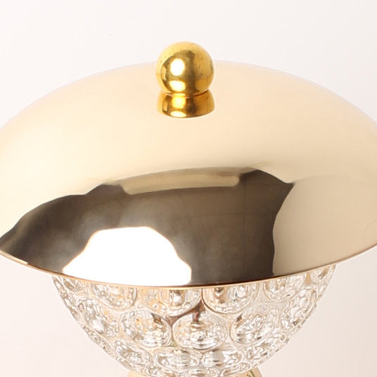 Modern Luxury Rechargeable Iron Crystal Glass Ball Column LED Table Lamp For Bedroom