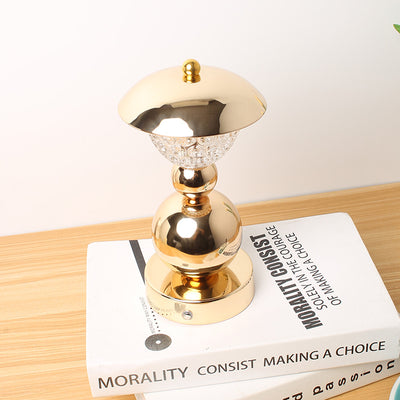Modern Luxury Rechargeable Iron Crystal Glass Ball Column LED Table Lamp For Bedroom