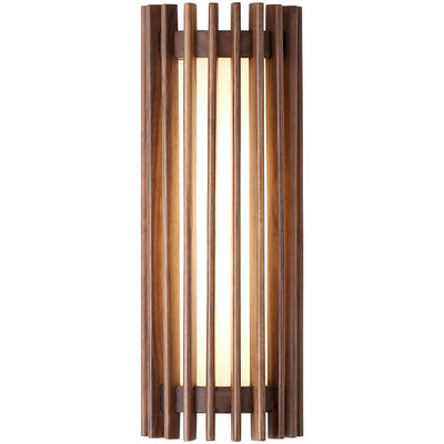 Traditional Japanese Walnut Acrylic Semicircular Fence Line LED Wall Sconce Lamp For Hallway