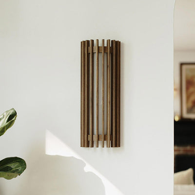 Traditional Japanese Walnut Acrylic Semicircular Fence Line LED Wall Sconce Lamp For Hallway