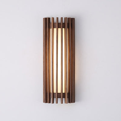Traditional Japanese Walnut Acrylic Semicircular Fence Line LED Wall Sconce Lamp For Hallway