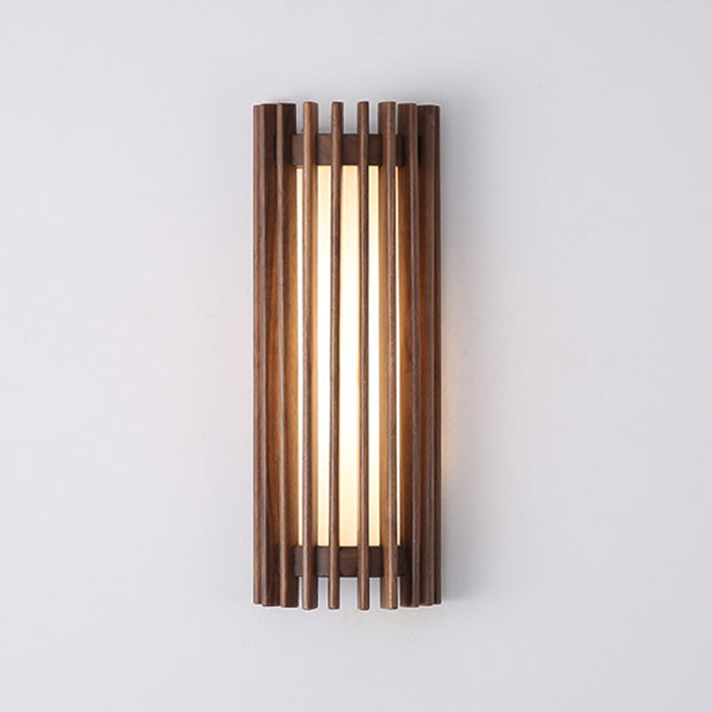 Traditional Japanese Walnut Acrylic Semicircular Fence Line LED Wall Sconce Lamp For Hallway