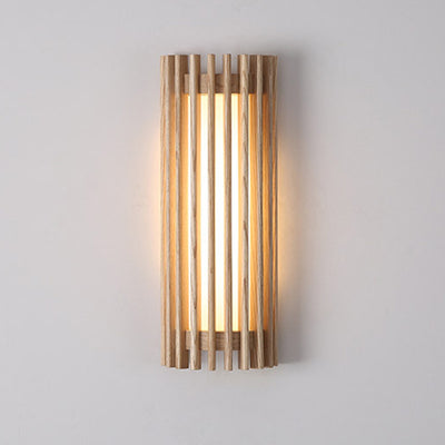 Traditional Japanese Walnut Acrylic Semicircular Fence Line LED Wall Sconce Lamp For Hallway