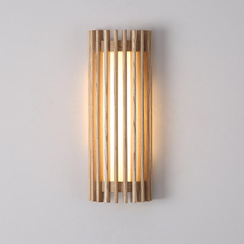 Traditional Japanese Walnut Acrylic Semicircular Fence Line LED Wall Sconce Lamp For Hallway