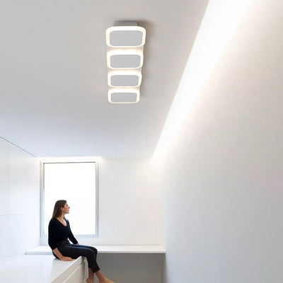 Lumière de plafond semi-encastrée LED moderne en acrylique et fer, bande carrée ronde, pour couloir 