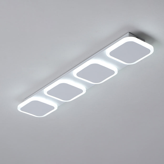 Lumière de plafond semi-encastrée LED moderne en acrylique et fer, bande carrée ronde, pour couloir 