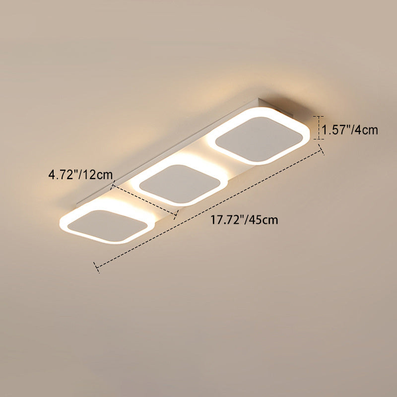 Lumière de plafond semi-encastrée LED moderne en acrylique et fer, bande carrée ronde, pour couloir 
