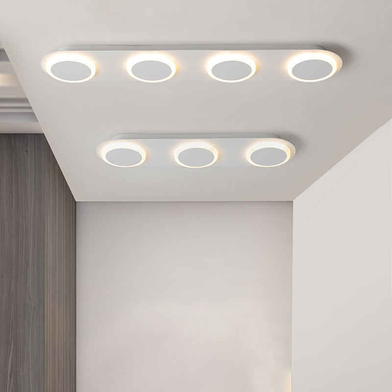 Lumière de plafond semi-encastrée LED moderne en acrylique et fer, bande carrée ronde, pour couloir 