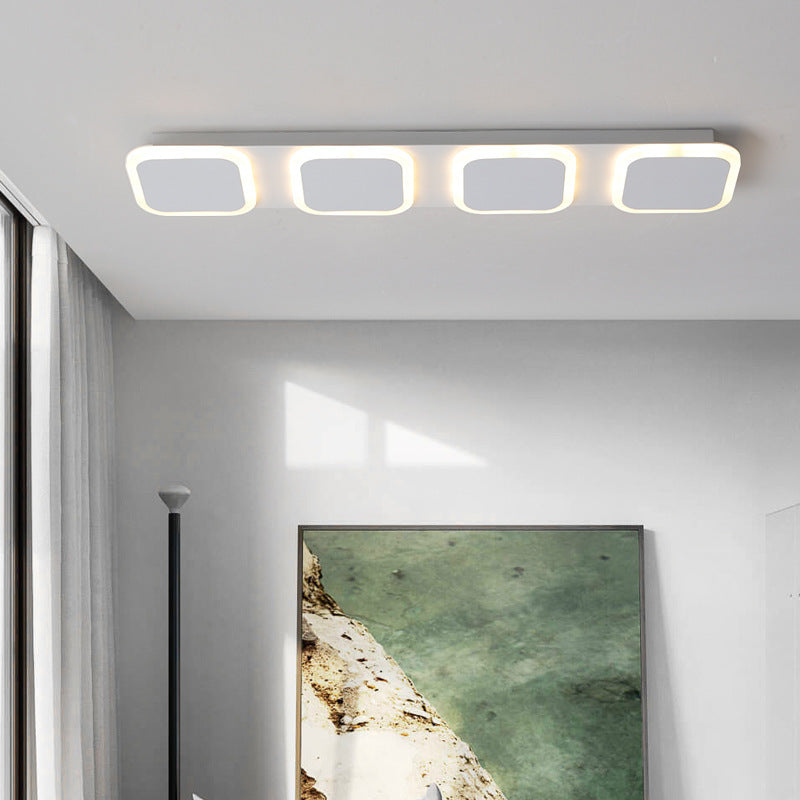 Lumière de plafond semi-encastrée LED moderne en acrylique et fer, bande carrée ronde, pour couloir 