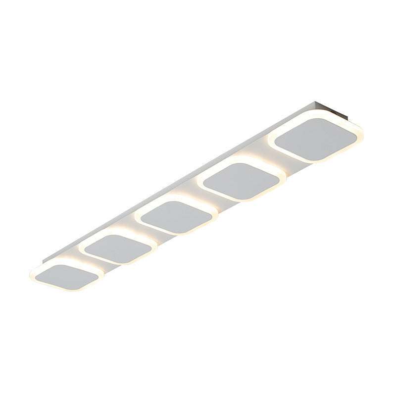 Lumière de plafond semi-encastrée LED moderne en acrylique et fer, bande carrée ronde, pour couloir 