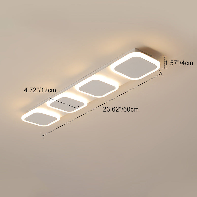 Lumière de plafond semi-encastrée LED moderne en acrylique et fer, bande carrée ronde, pour couloir 