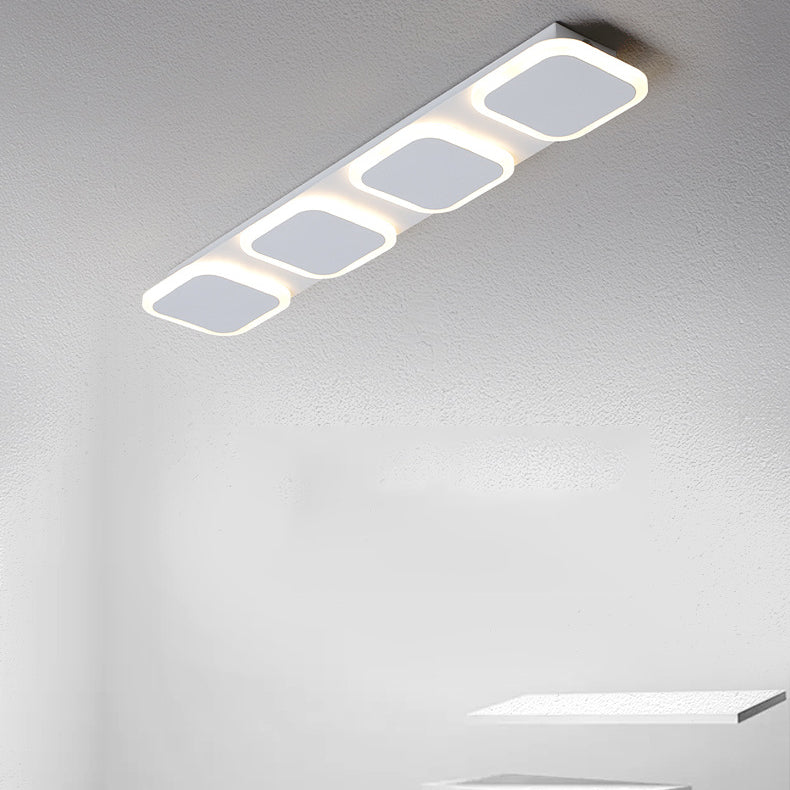 Lumière de plafond semi-encastrée LED moderne en acrylique et fer, bande carrée ronde, pour couloir 