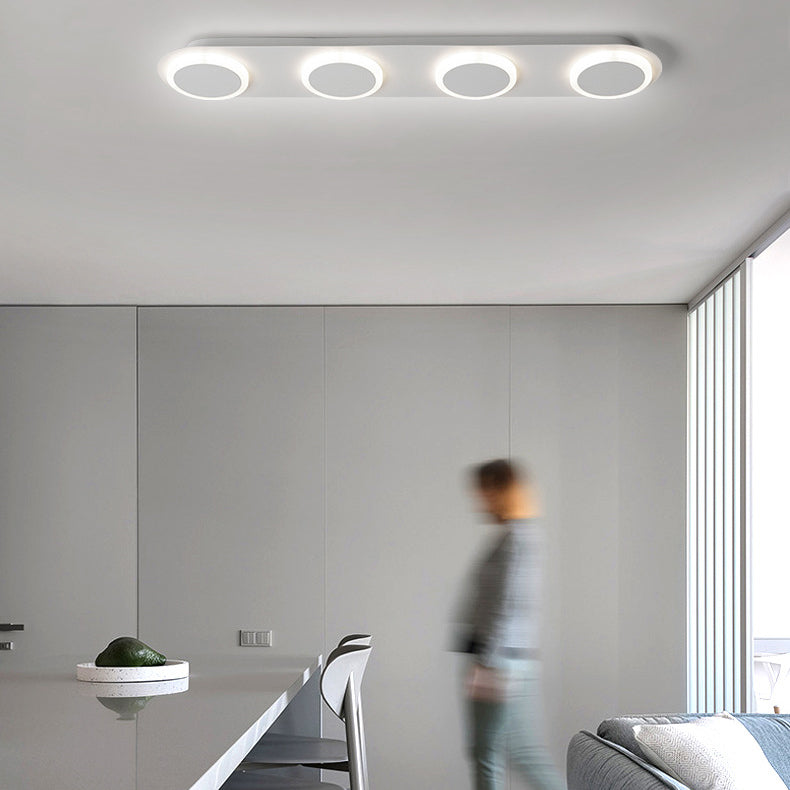 Lumière de plafond semi-encastrée LED moderne en acrylique et fer, bande carrée ronde, pour couloir 