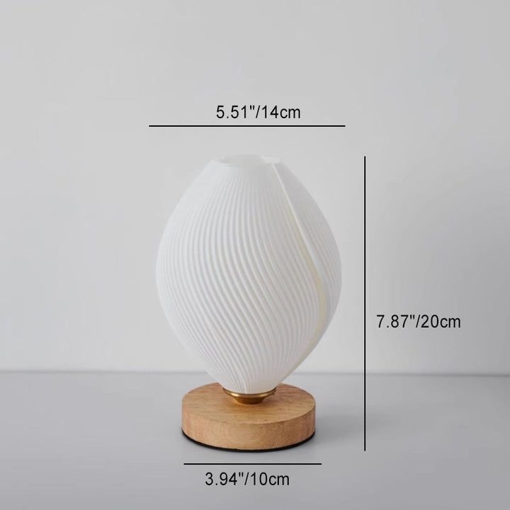 Contemporary Nordic Wood PLA ABS Bud Tulip Mango Striped 1-Light Table Lamp Night Light For Bedside