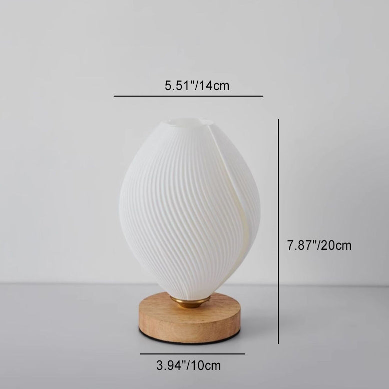 現代的な北欧の木製 PLA ABS バッド チューリップ マンゴー ストライプ 1灯 テーブルランプ ナイトライト ベッドサイド用 